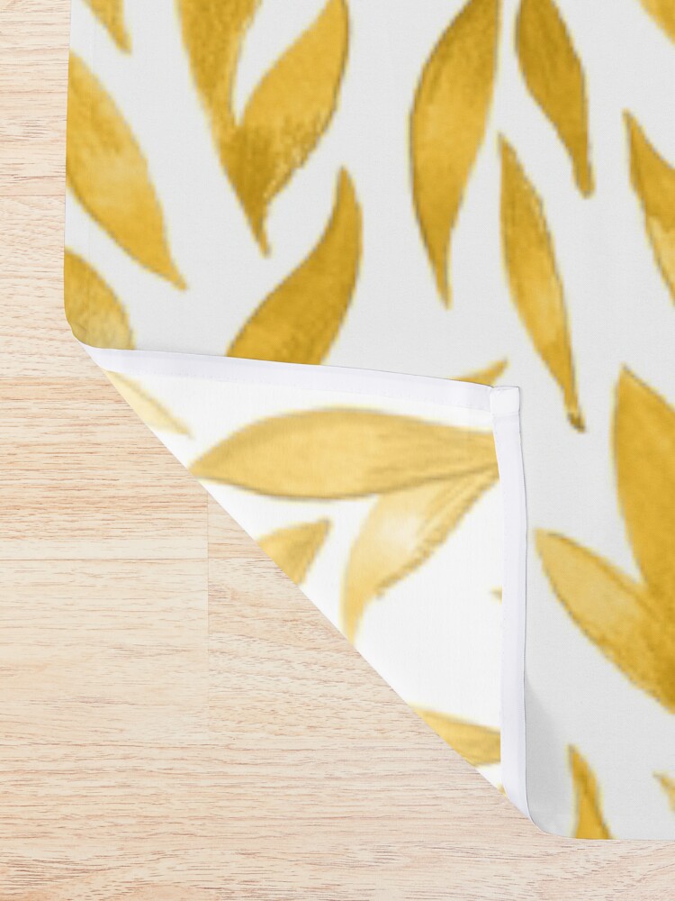 Alternate view of Watercolor Leaves - Mustard Yellow Shower Curtain