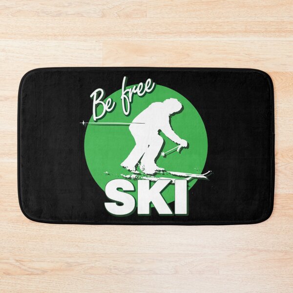 Item preview, Be Free Ski White Text Quote with White Downhill Alpine Skier Silhouette on Ski Level Beginner Green Circle designed and sold by Karen McFarland.