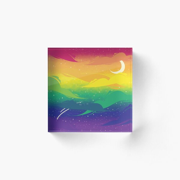 Gay Pride Clouds Acrylic Block