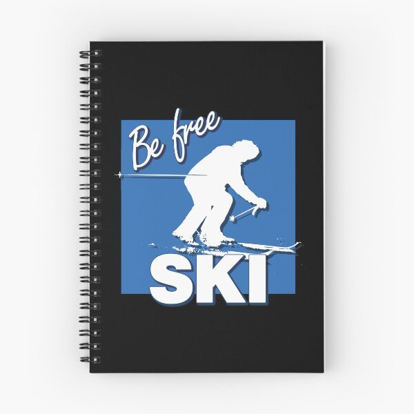 Item preview, Be Free Ski White Text Quote with White Downhill Alpine Skier Silhouette on Ski Level Intermediate Blue Square designed and sold by Karen McFarland.
