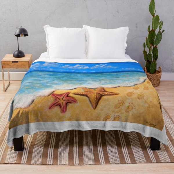 Item preview, Beach with star shells and foot prints, Painting designed and sold by factory88.