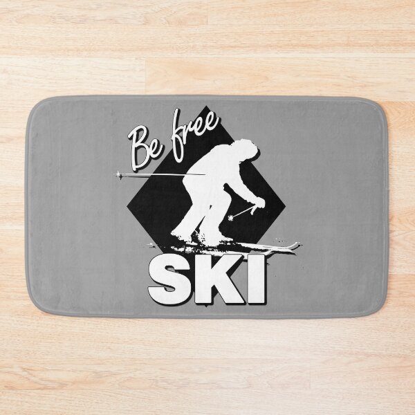 Item preview, Be Free Ski White Text Quote with White Downhill Alpine Skier Silhouette on Ski Level Expert Black Diamond designed and sold by Karen McFarland.
