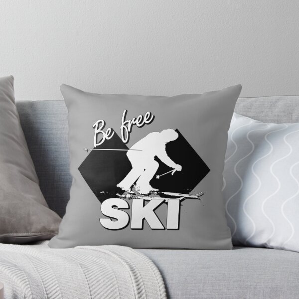 Item preview, Be Free Ski White Text Quote with White Downhill Alpine Skier Silhouette on Ski Level Expert Only Double Black Diamond designed and sold by Karen McFarland.