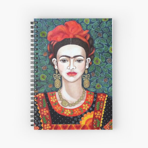 Frida portrait with red ribbons Spiral Notebook