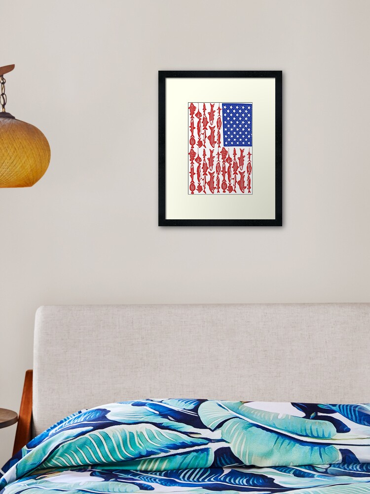American Flag Fishing Design Framed Art Print for Sale by Grant