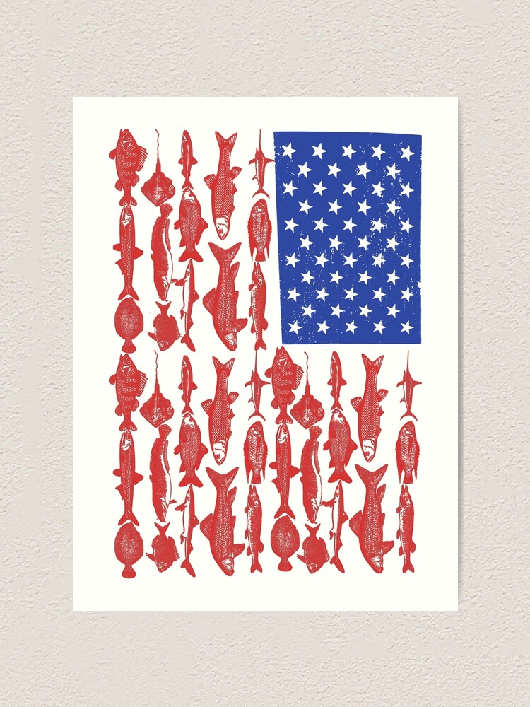 American Flag Fishing Design Art Print for Sale by Grant Bingham