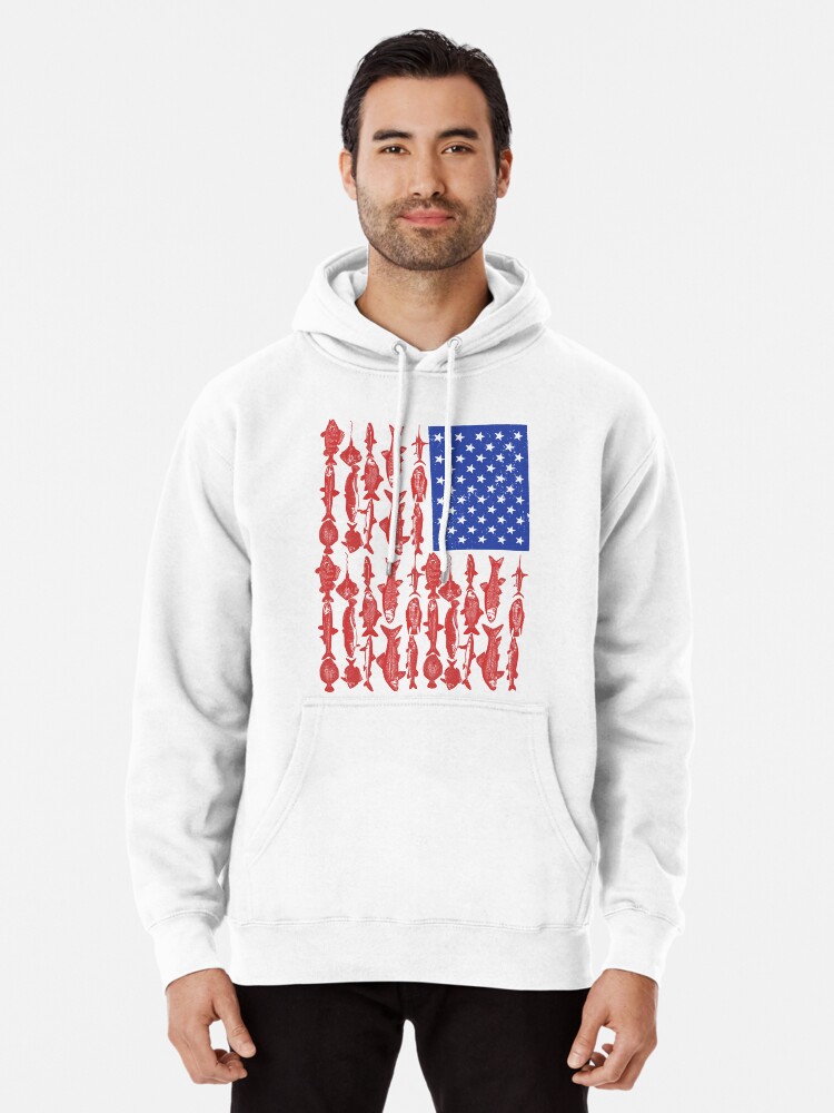 American Flag Fishing Design Pullover Hoodie for Sale by Grant