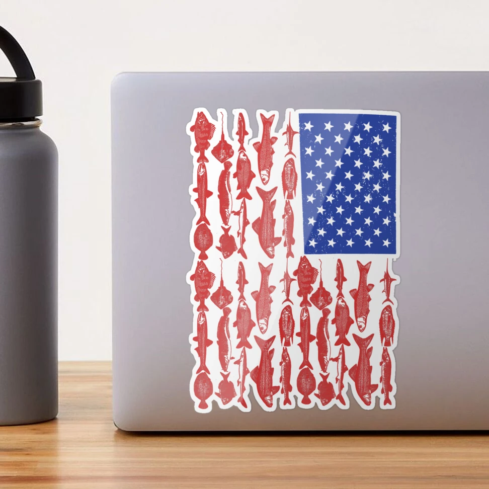 American Flag Fishing Design Sticker for Sale by Grant Bingham