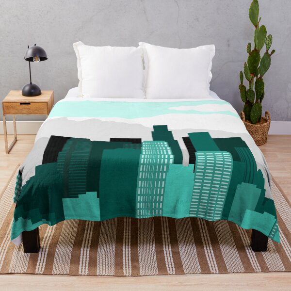 Item preview, Los Angeles Cityscape Light Teal Blue designed and sold by Padaya.