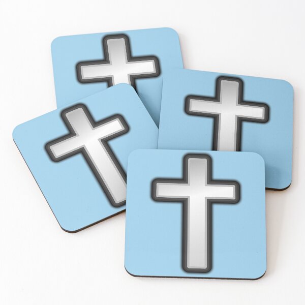 Item preview, SILVER AND BLACK CROSS ON LIGHT CORNFLOWER BLUE  designed and sold by PetsandBeyond.