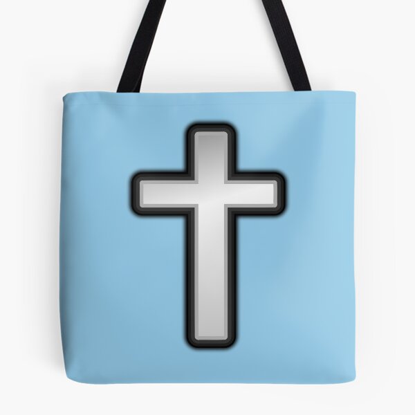 Item preview, SILVER AND BLACK CROSS ON LIGHT CORNFLOWER BLUE  designed and sold by PetsandBeyond.