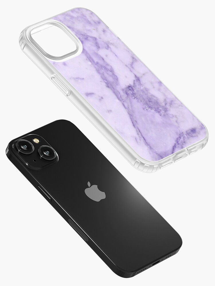 Blue & Lavender Gray Holo Marble Square iPhone Case