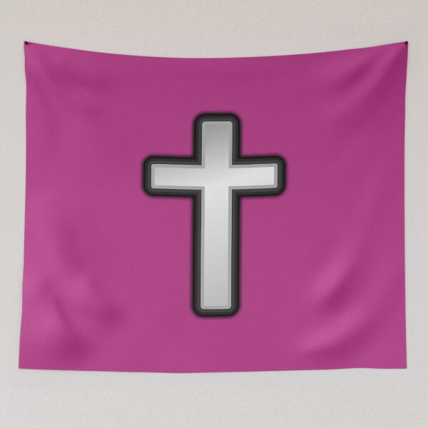 Item preview, SILVER AND BLACK CROSS ON MEDIUM RED VIOLET designed and sold by PetsandBeyond.