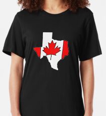 Texas outline Canada flag Slim Fit T-Shirt