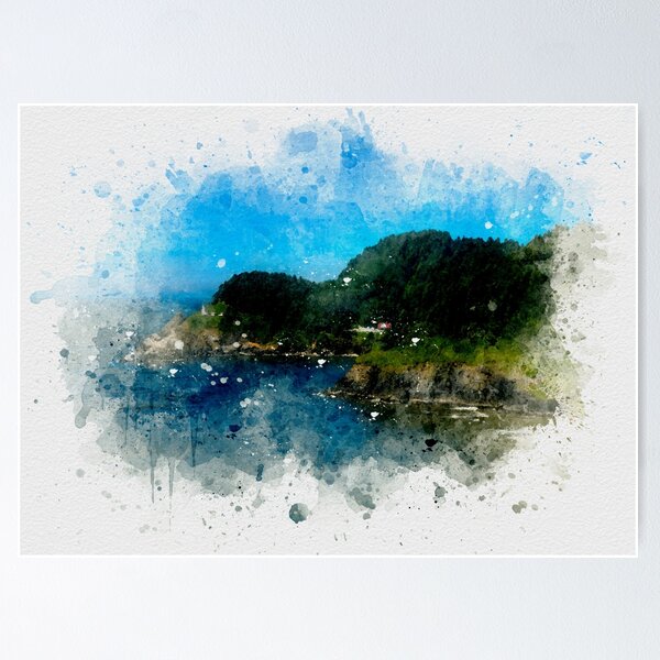 Item preview, Watercolor Oregon Coastline designed and sold by blueskiesforme.