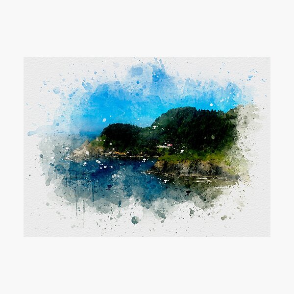 Aperçu de l'œuvre Aquarelle Côte de l'Oregon créée et vendue par blueskiesforme.