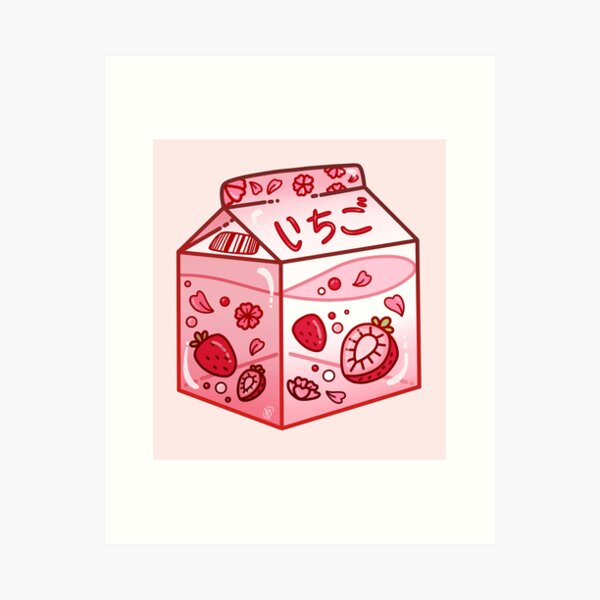 Vista previa del artículo con la obra «Cartón de leche de fresa», diseñado y vendido por heysoleilart.