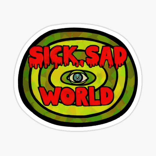 Monde malade et triste Sticker fini brillant