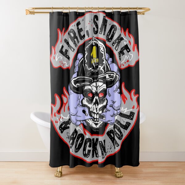 Item preview, Fire, Smoke and Rock`n Roll. Skull as Firefighter. designed and sold by StickerApe.