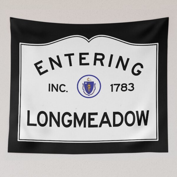 Item preview, Entering Longmeadow - Commonwealth of Massachusetts Road Sign Sticker Stickers designed and sold by NewNomads.