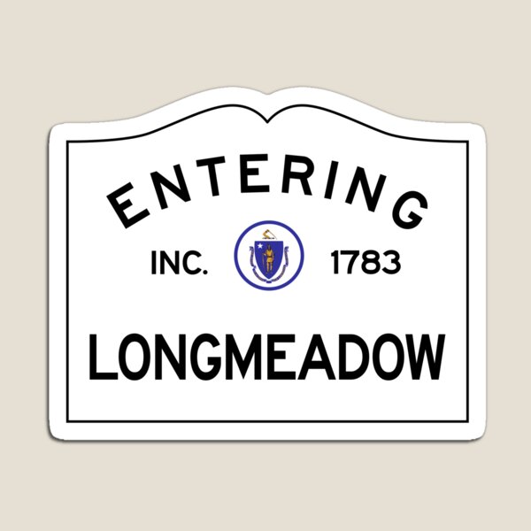 Entrando en Longmeadow - Etiquetas engomadas de la señal de tráfico de la Mancomunidad de Massachusetts Imán