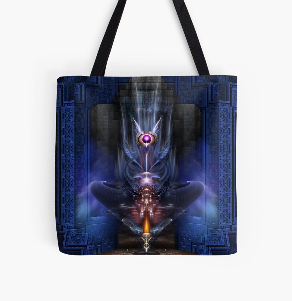 Tower Of Light Fractal Art Composition by Xzendor7 Decorative Art Print Tote Bag