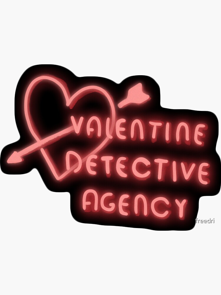Imagen 3 de 3, Pegatina con la obra Agencia de detectives de San Valentín letrero de neón, diseñada y vendida por freedri.