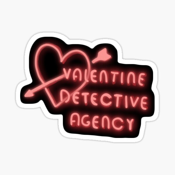 Valentine Detective Agency Neon Sign Sticker