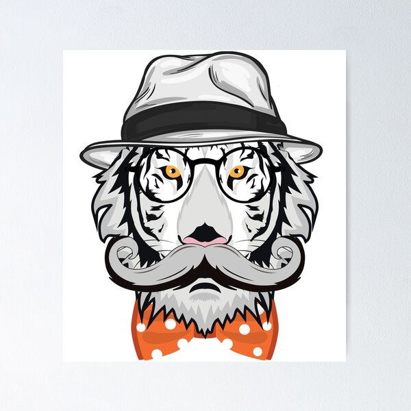 Item preview, Hipster White Tiger designed and sold by clad63.
