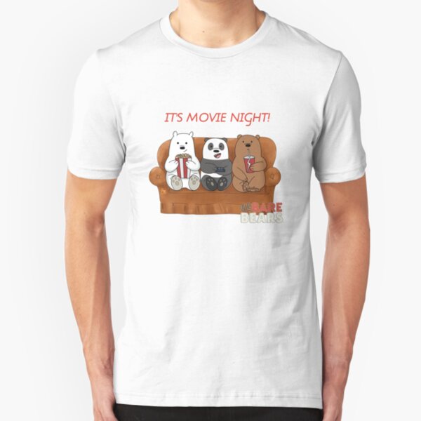 We Bare Bears Movie Night Slim Fit T-Shirt