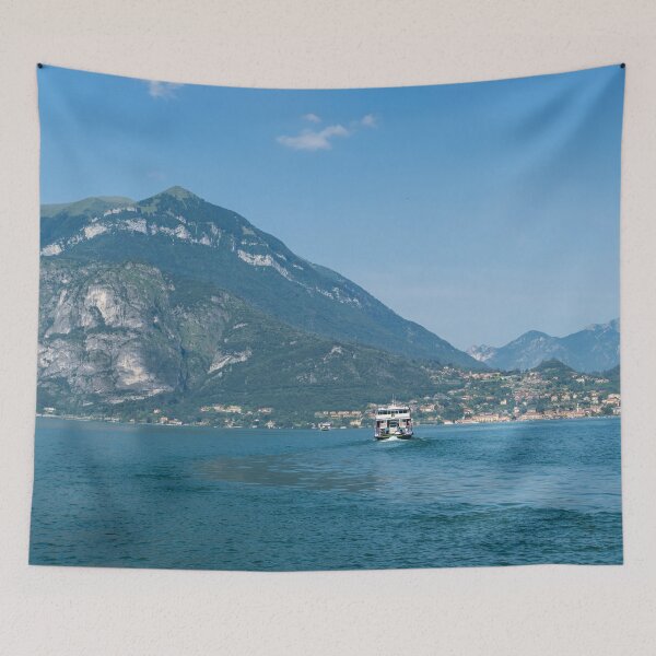 Item preview, Lake Como Gems - a Ferryboat Approaching Charming Menaggio on Lago di Como in Lombardy Italy  designed and sold by Georgia Mizuleva.