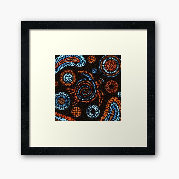 Aboriginal Dot Art Turtle Color Framed Art Print
