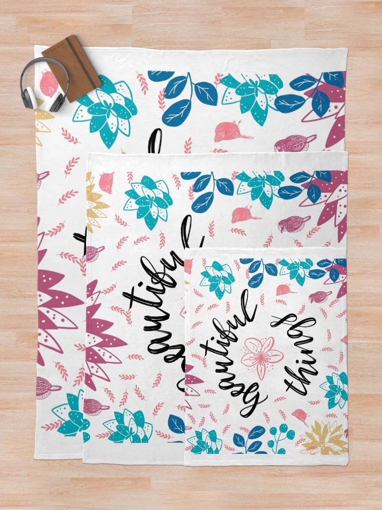 Thumbnail 5 of 6, Throw Blanket, Beautiful Things Lettering designed and sold by GrayCatGraphics.