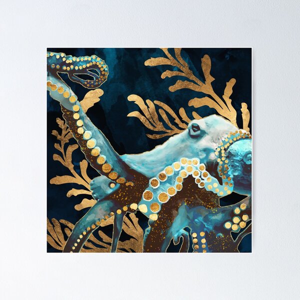 Aperçu de l'œuvre Pieuvre indigo créée et vendue par spacefrogdesign.