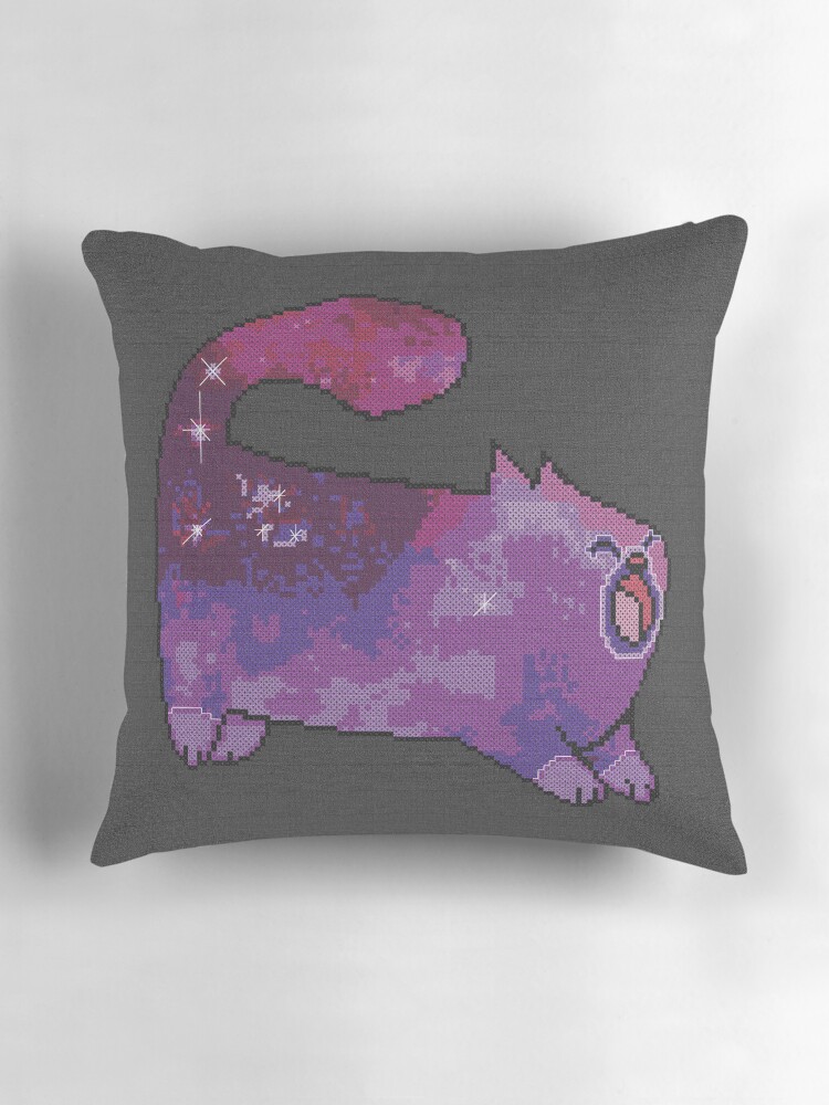 Thumbnail 3 of 4, Pillow, Cross Stitch Style Galaxy Cat designed and sold by evenstarhancock.