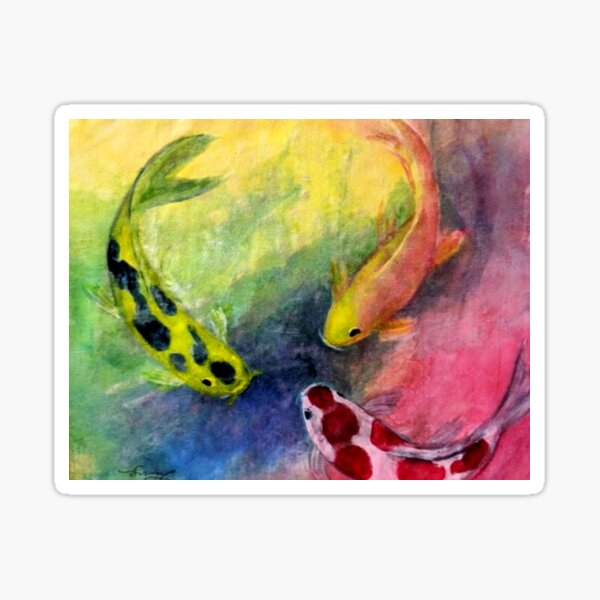 Item preview, Three Colorful Koi Fish Painting designed and sold by factory88.