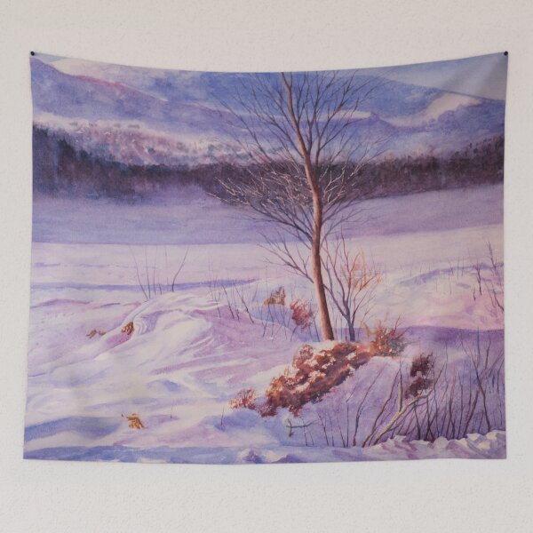 Item preview, January Sun, snow and ice on the lake in bright sunlight. Watercolour winter landscape, by Einar Aasen designed and sold by Einar Aasen.
