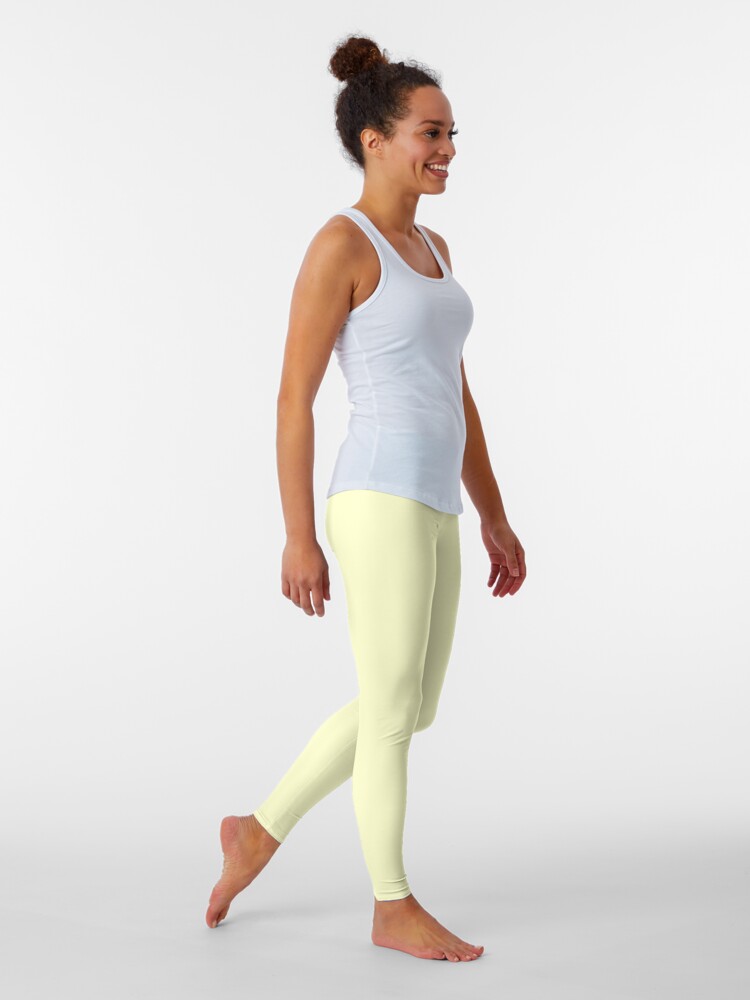 Cheap Solid Pale Yellow Cream Color Leggings for Sale by