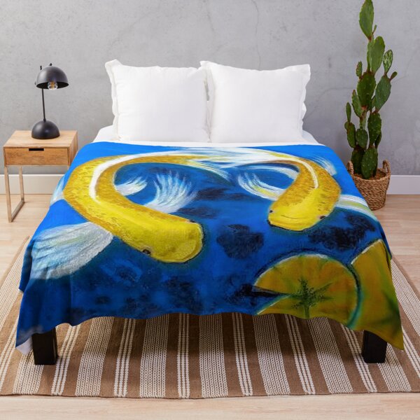 Item preview, Two Golden Koi Fish in Blue Water Lily Pond Painting designed and sold by factory88.