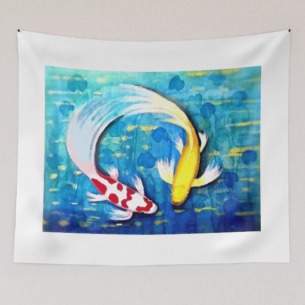 Item preview, Golden and Red/white Koi Fish Love Painting designed and sold by factory88.
