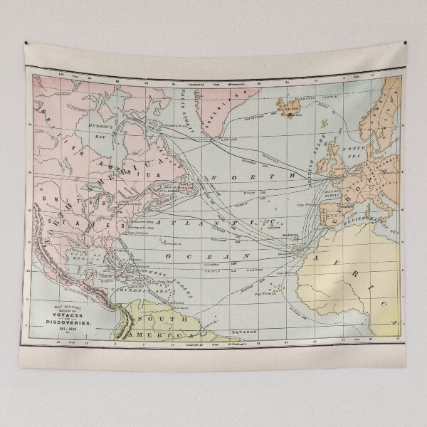 Item preview, Vintage Atlantic Ocean Explorations and Expeditions Map (1901) designed and sold by BravuraMedia.