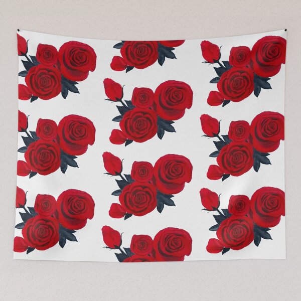 Item preview, Red Roses with Leaves Painting - Roses Art Tattoo Design  designed and sold by SWildDesign.