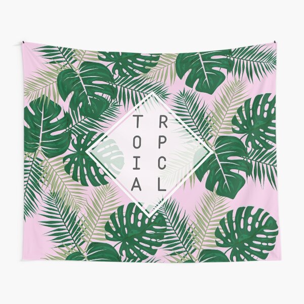 Tropical Green Pink Tapestry