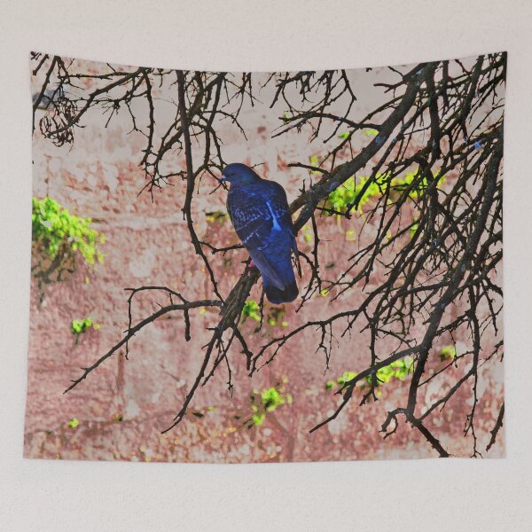 Item preview, Blue Pigeon Pink Wall Bare Tree  designed and sold by Anna Lemos.