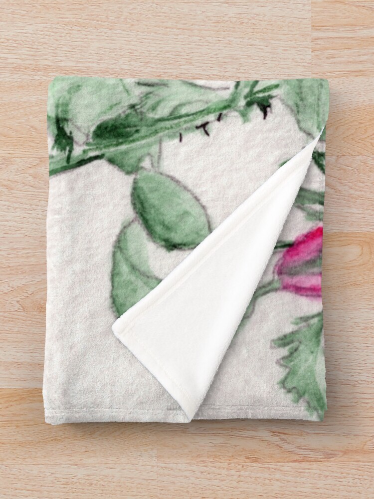 Thumbnail 3 of 6, Throw Blanket, Rosa Centifolia Foliacea designed and sold by Annie Mason.