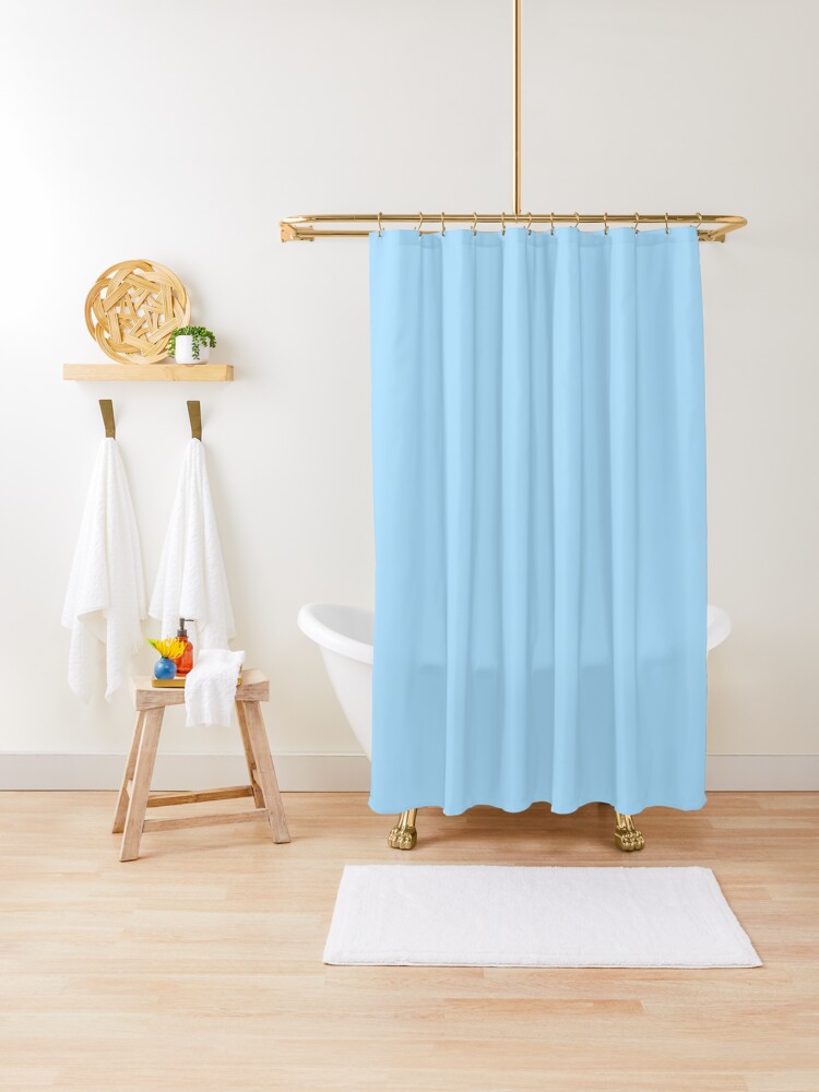 pale blue shower curtain