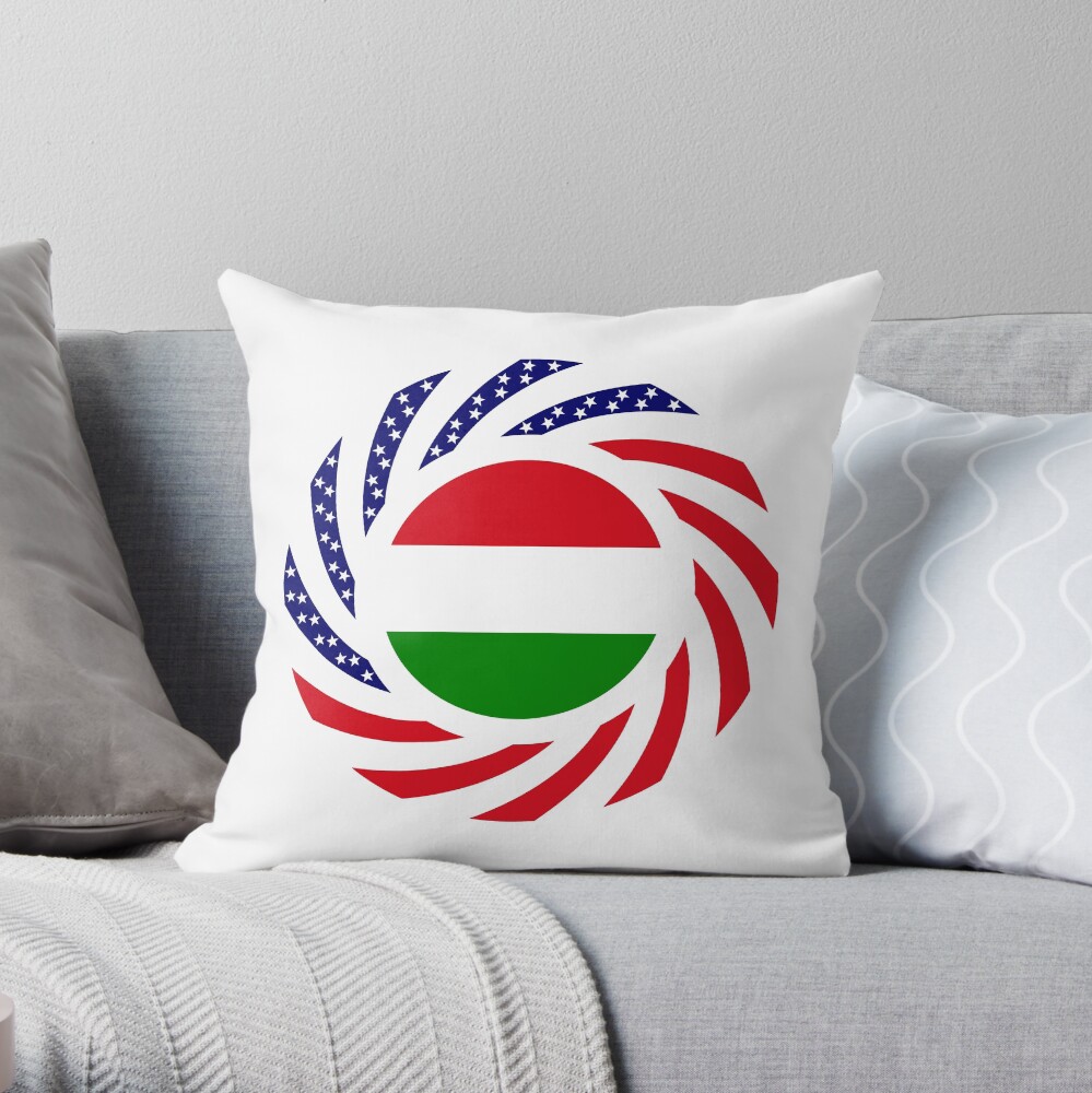 Hungarian American Multinational Patriot Flag Series Throw Pillow