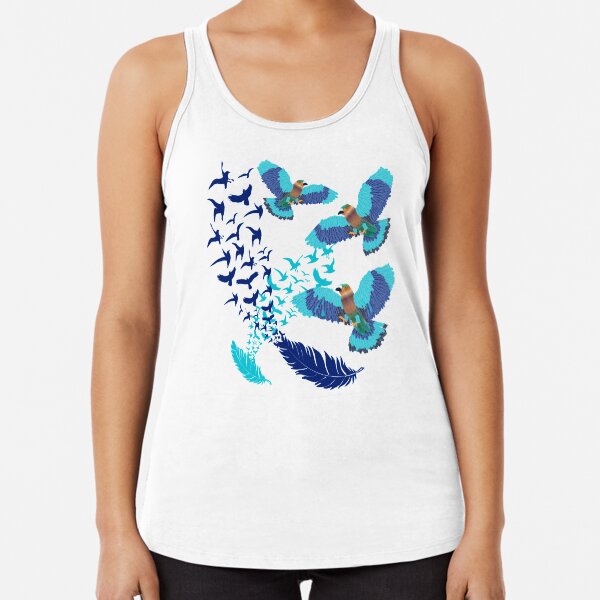 Aerobatics of Indian Roller Bird Racerback Tank Top
