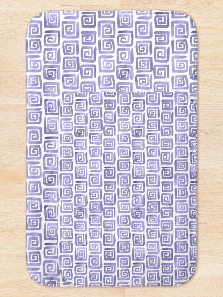 Alternate view of Watercolor Greek Key Pattern - Lilac Bath Mat