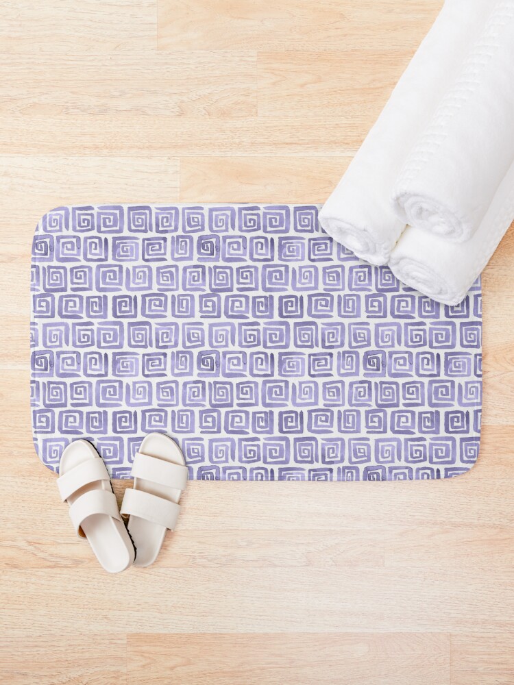 Alternate view of Watercolor Greek Key Pattern - Lilac Bath Mat